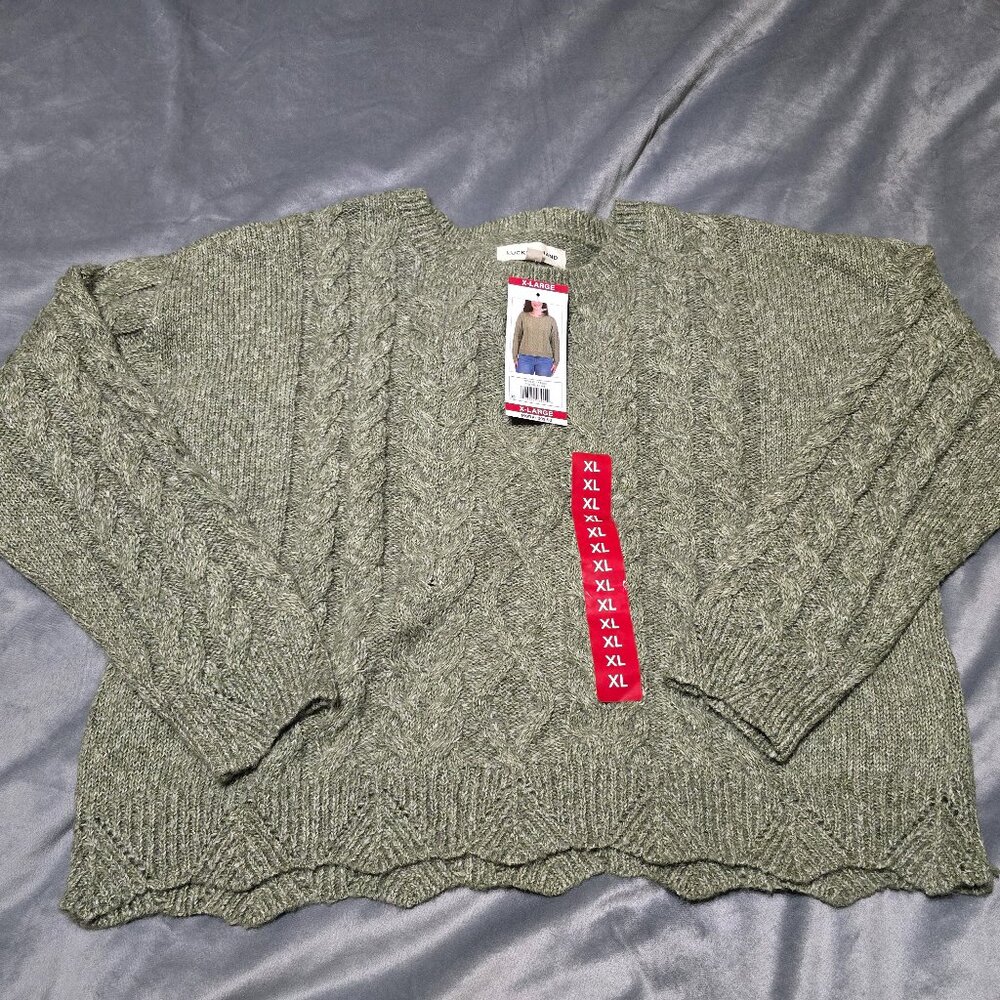 Lucky Brand - Women's XL - Knit Long Sleeve Sweater - Olive Green